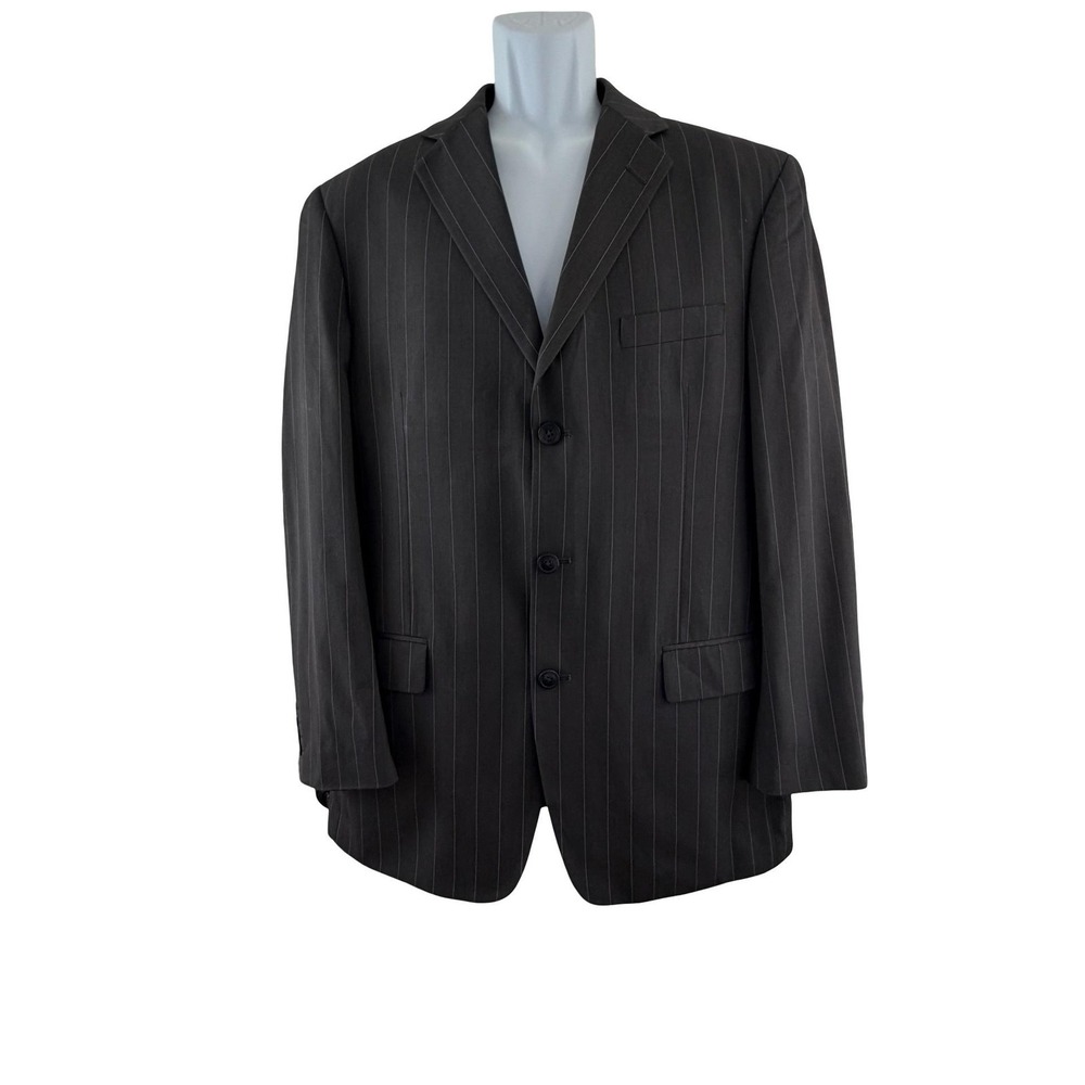 Insignia Collezione Gray Pinstripe Three Button Sport Coat Blazer Men's 44R - Picture 2 of 16